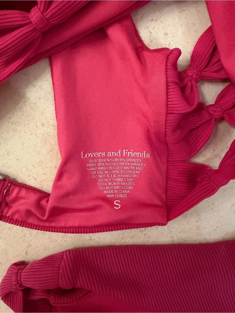 Lovers + Friends Hot Pink Ribbed Cutout Bikini Set - Picture 5 of 6